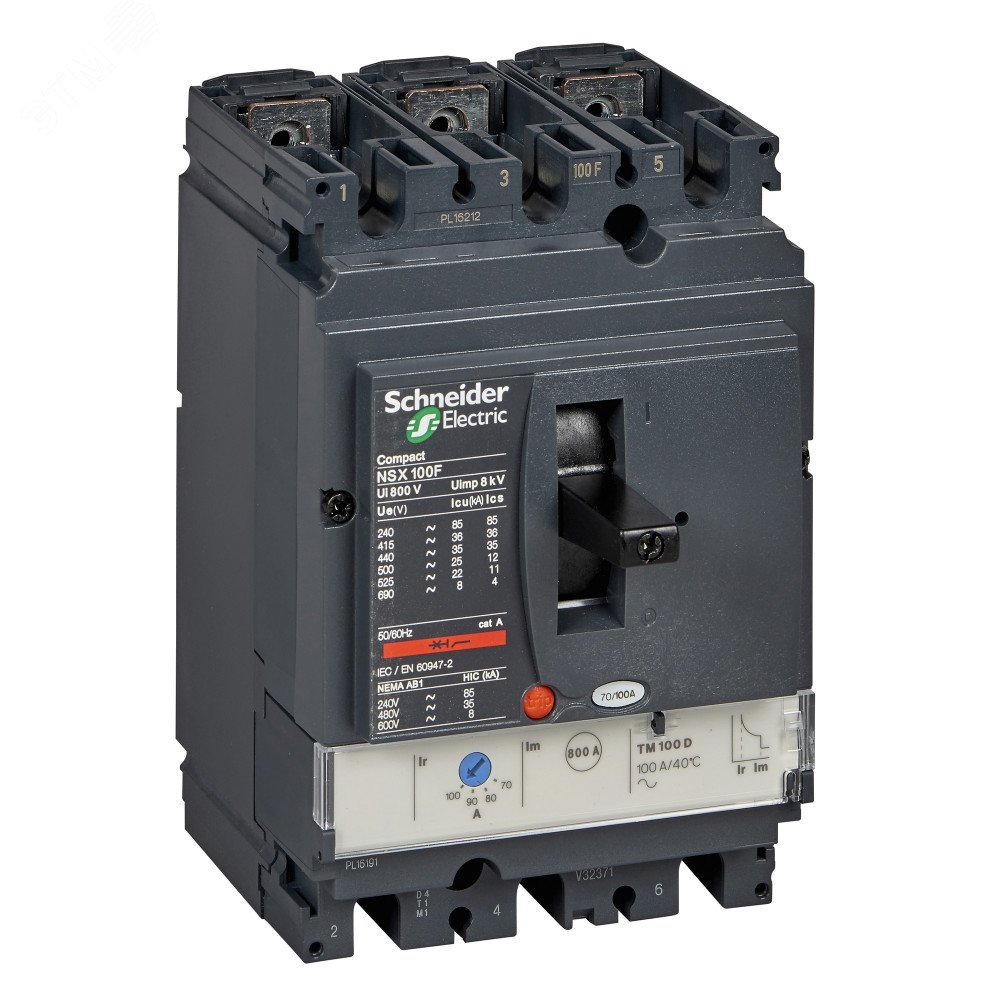 Выключатель автоматический NSX100F TM100D 3P3D термомагнитный расцепитель LV429630 Schneider Electric - превью 3
