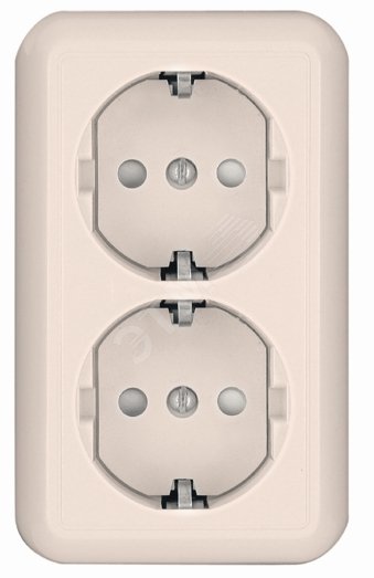 ПРИМА Розетка двойная скрытая с заземлением бежевая индивидуальная упаковка RS16-007-SI Schneider Electric
