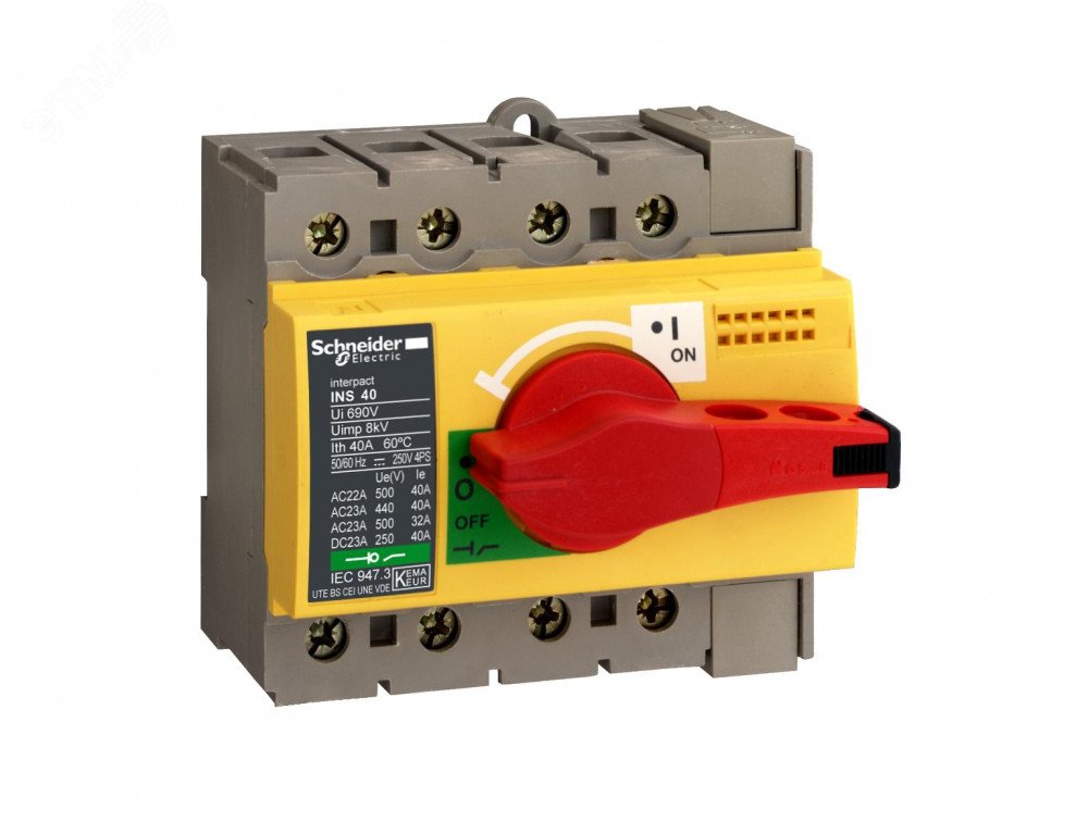 Выключатель-разъединитель INS63 4п красная рукоятка/желтая панель 28919 Schneider Electric - превью 4