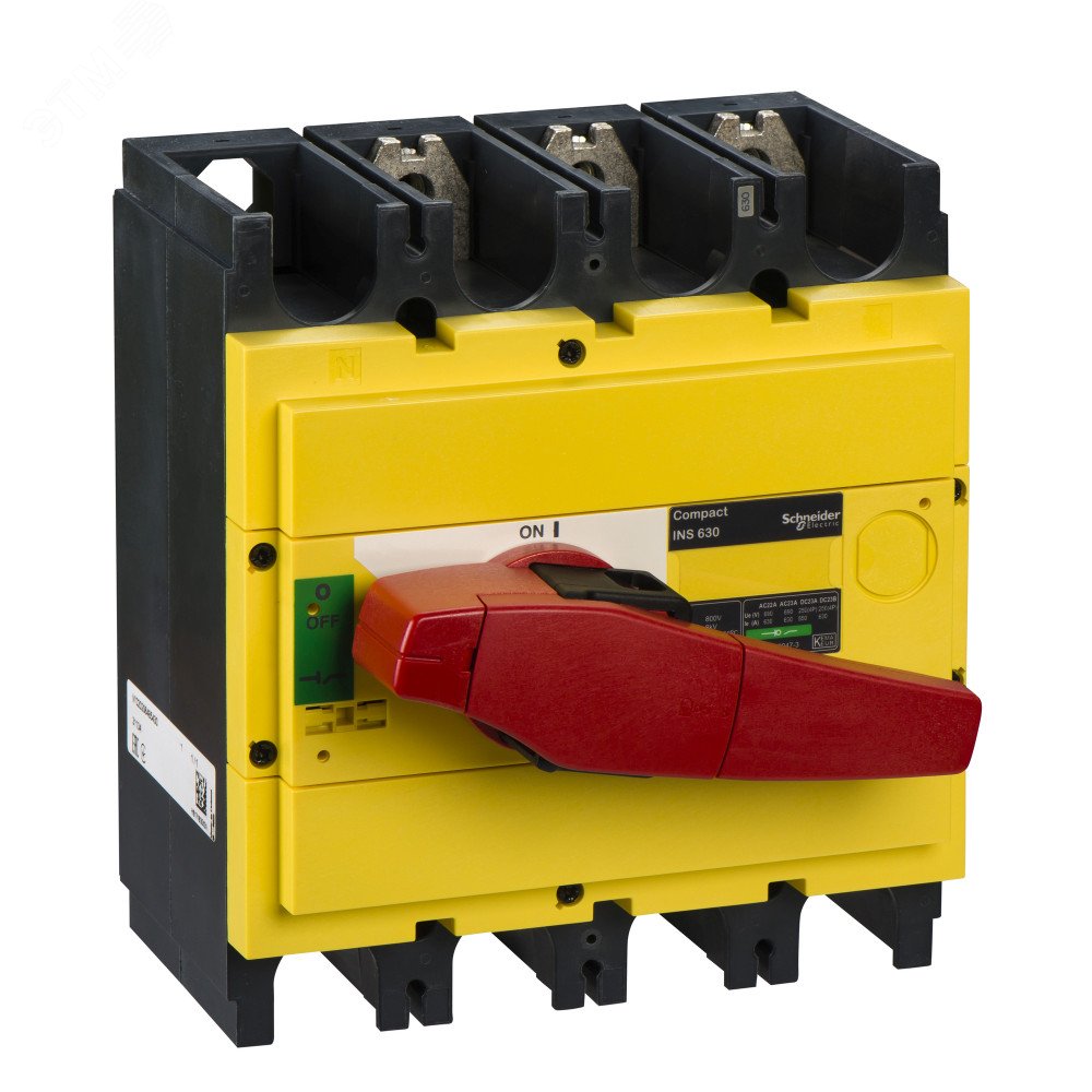 Выключатель-разъединитель INS630 3п красная рукоятка/желтая панель 31134 Schneider Electric - превью 3