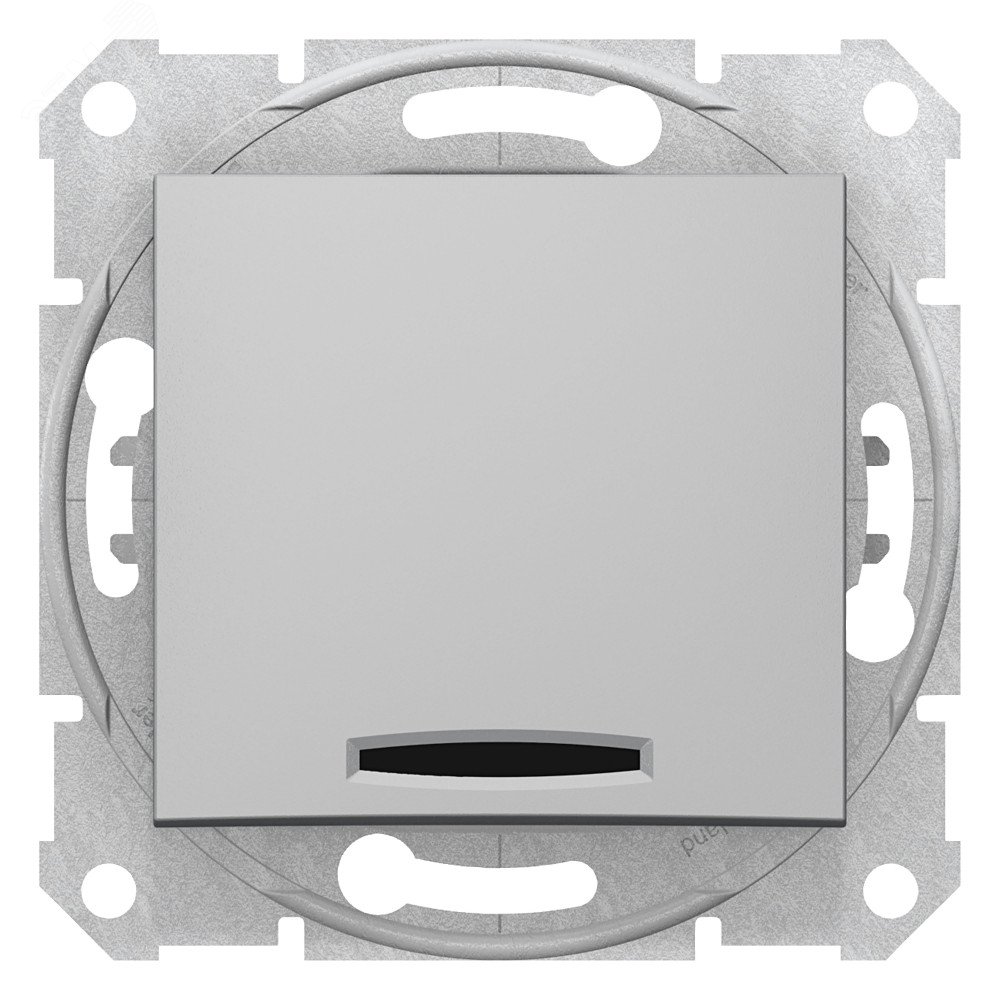 Sedna Выключатель кнопочный с подсветкой алюминий SDN1600160 Schneider Electric - превью 3