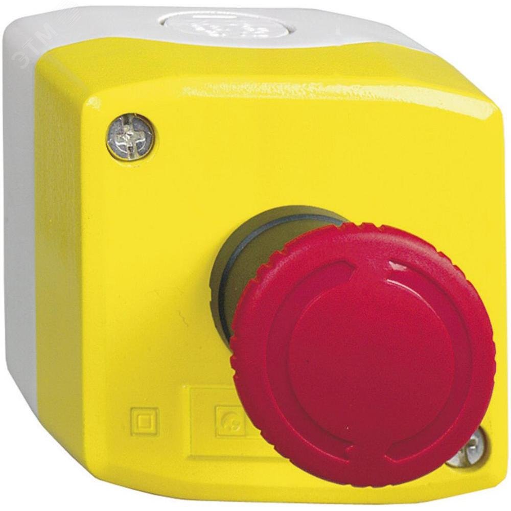 Пост кнопочный желтый 1 аварийная кнопка 1НЗ XALK178 Schneider Electric - превью 3