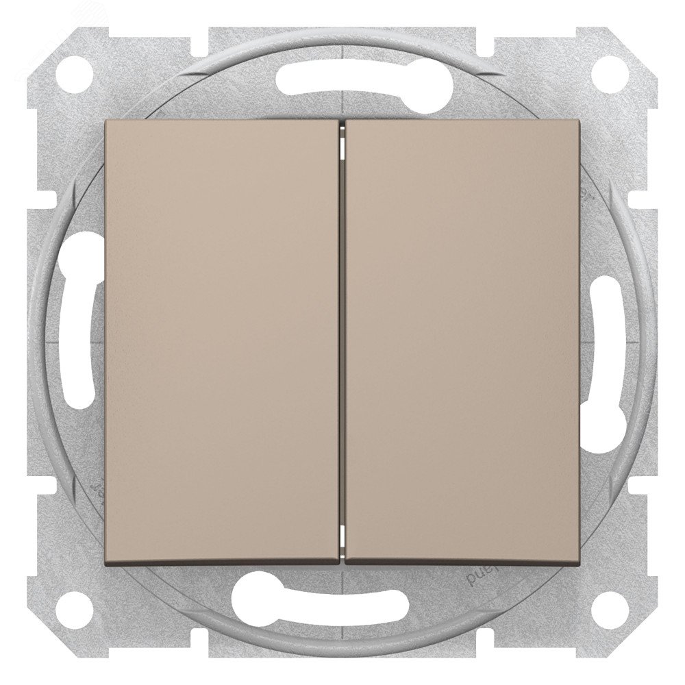 Sedna Выключатель двухклавишный в рамку титан сх.5 SDN0300168 Schneider Electric - превью