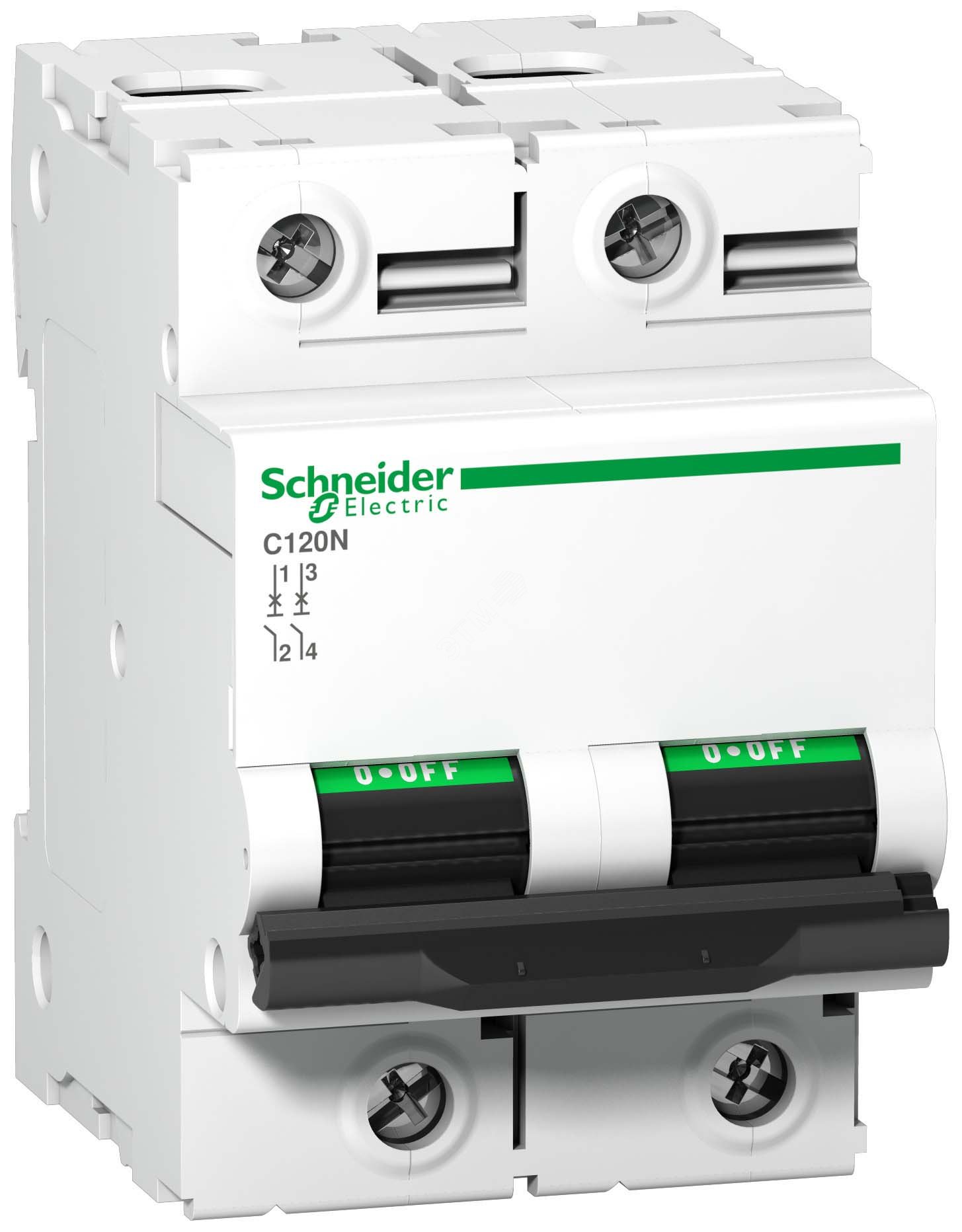 Выключатель автоматический двухполюсный 100A D C120N A9N18384 Schneider Electric - превью 2