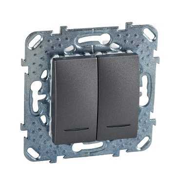 UNICA Выключатель двухклавишный с индикацией в рамку черный MGU5.0101.12NZD Schneider Electric - превью 6