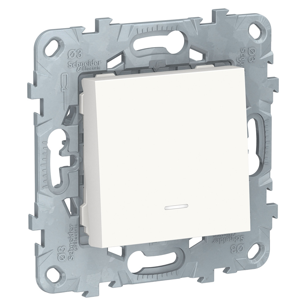 Выключатель UNICA NEW одноклавишный с подсветкой схема 1а белый NU520118N Schneider Electric - превью 4