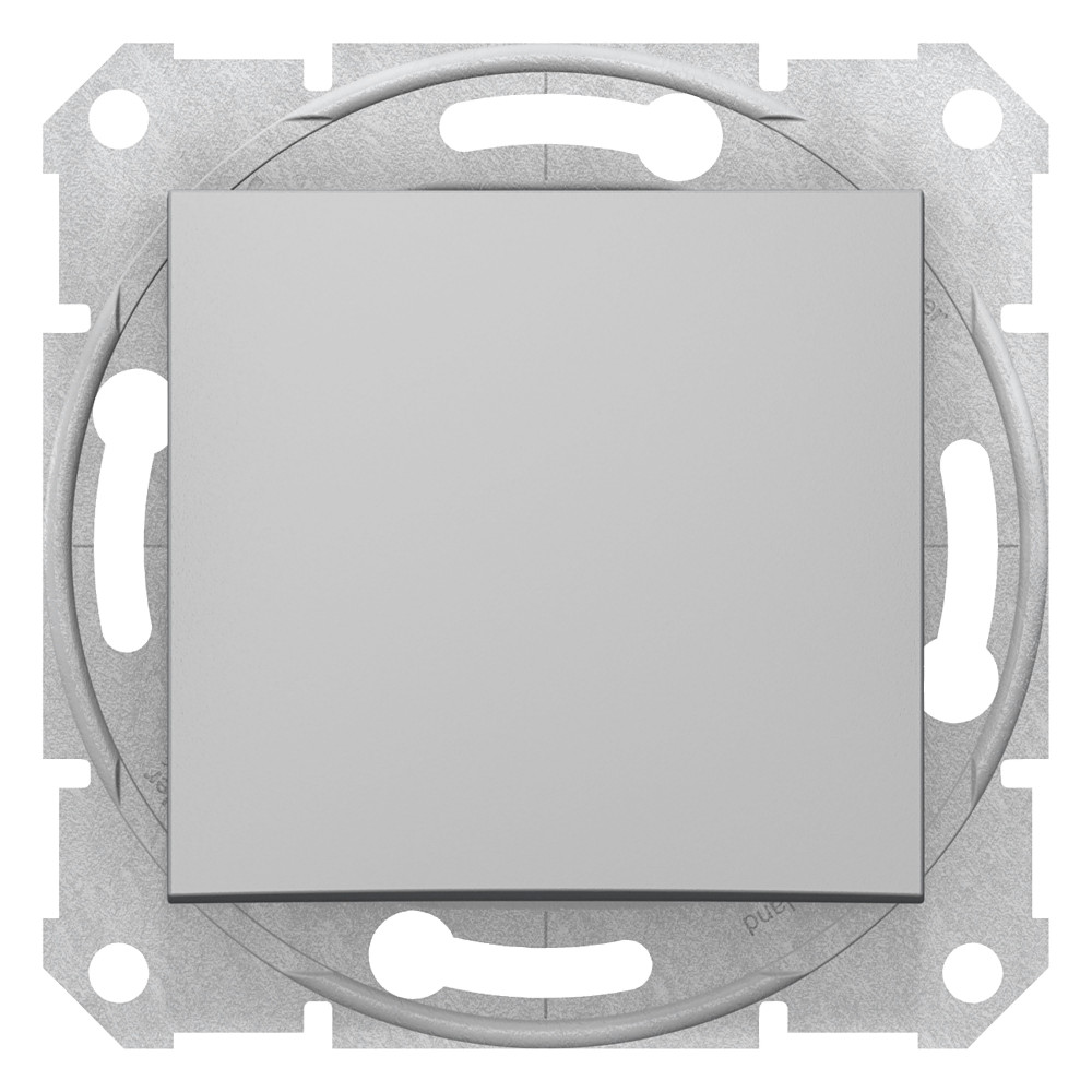 Sedna Выключатель кнопочный одноклавишный в рамку алюминий SDN0700160 Schneider Electric - превью 2
