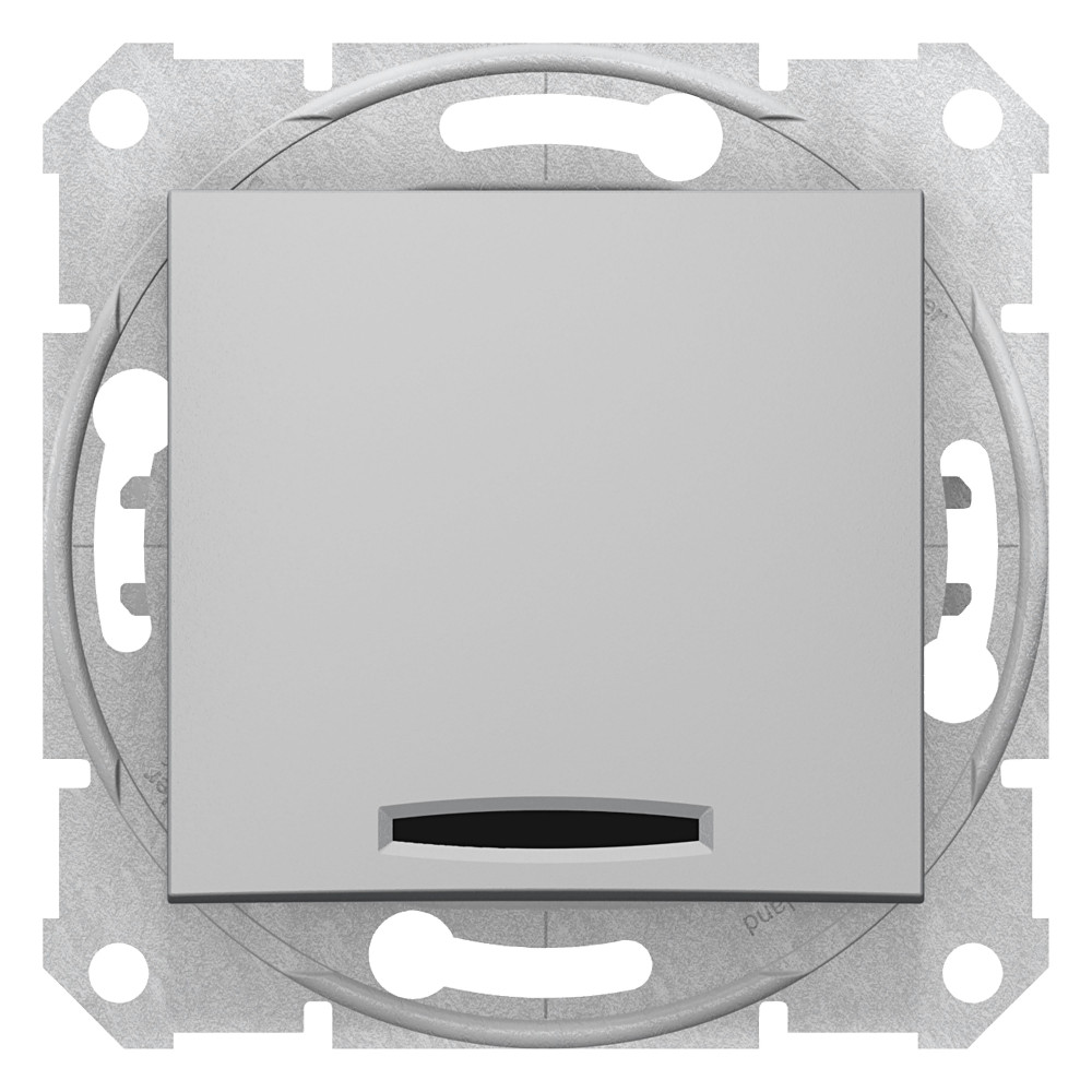 Sedna Переключатель одноклавишный с подсветкой проходной в рамку алюминий сх.7 SDN0501160 Schneider Electric - превью 4