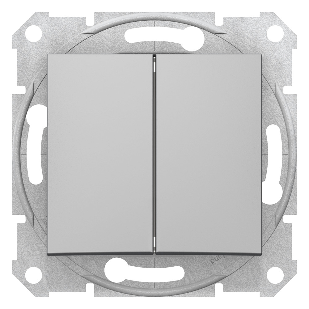 Sedna Выключатель двухклавишный в рамку алюминий SDN0300160 Schneider Electric - превью 3