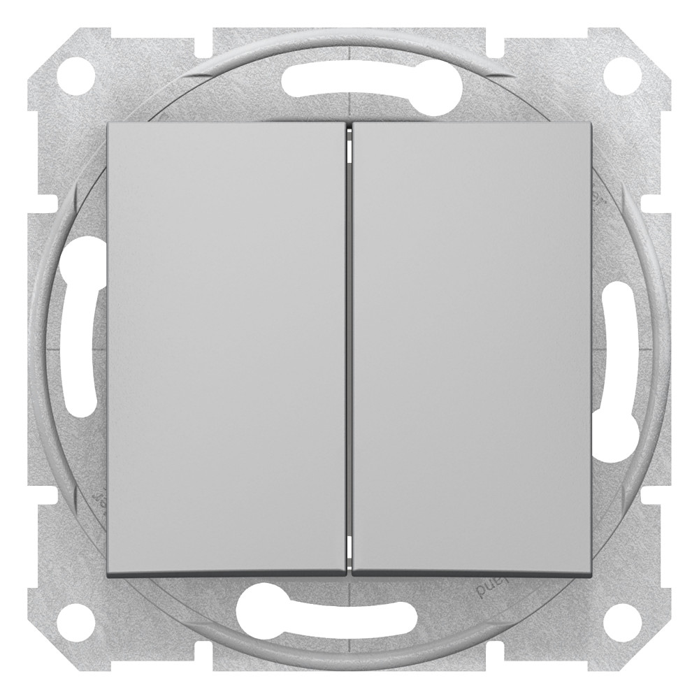Sedna Переключатель двухклавишный в рамку алюминий схема 6+6 SDN0600160 Schneider Electric - превью 4