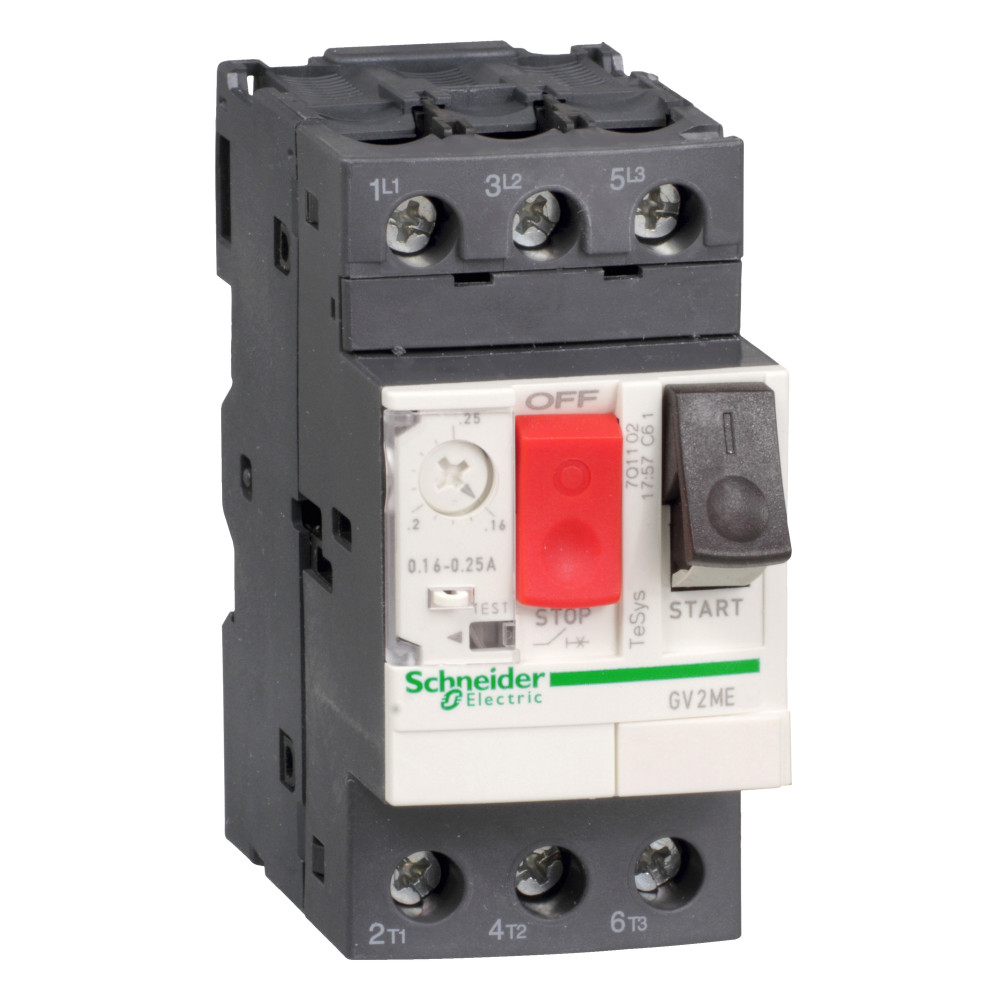 Выключатель автоматический для защиты электродвигателей 0.16-0.25А GV2 управление кнопками GV2ME02 Schneider Electric - превью 2