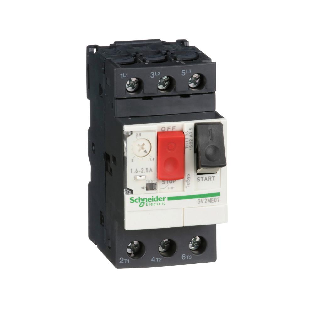 Выключатель автоматический для защиты электродвигателей 1.6-2.5А GV2 управление кнопками GV2ME07 Schneider Electric - превью 3