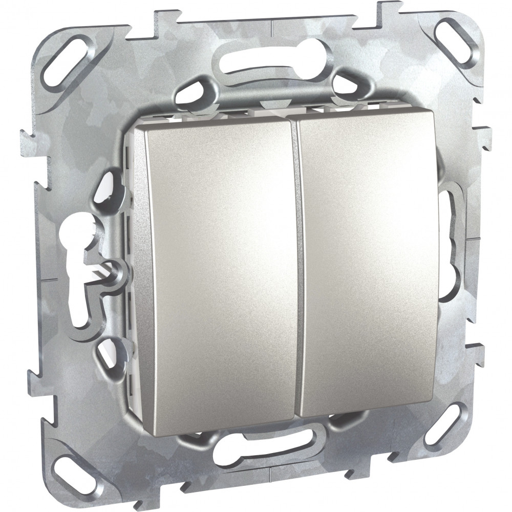 UNICAtop Переключатель двухклавишный в рамку      алюминий MGU5.213.30ZD Schneider Electric - превью 4