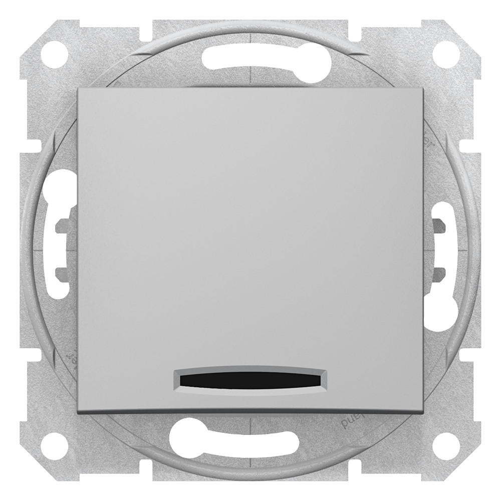 Sedna Переключатель одноклавишный с подсветкой в рамку алюминий схема 6а SDN1500160 Schneider Electric - превью 4