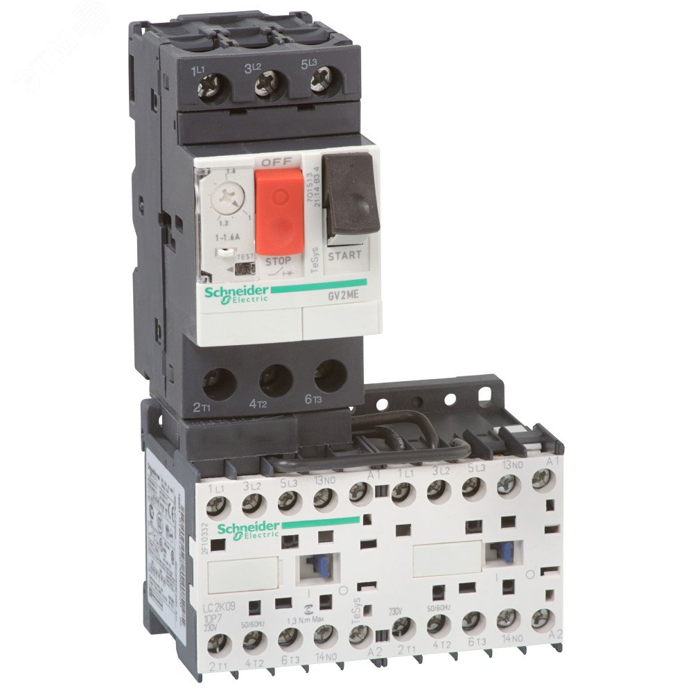 Выключатель автоматический для защиты электродвигателей АД TeSys 1-1.6А 220В AC GV2ME06K2M7 Schneider Electric - превью 3