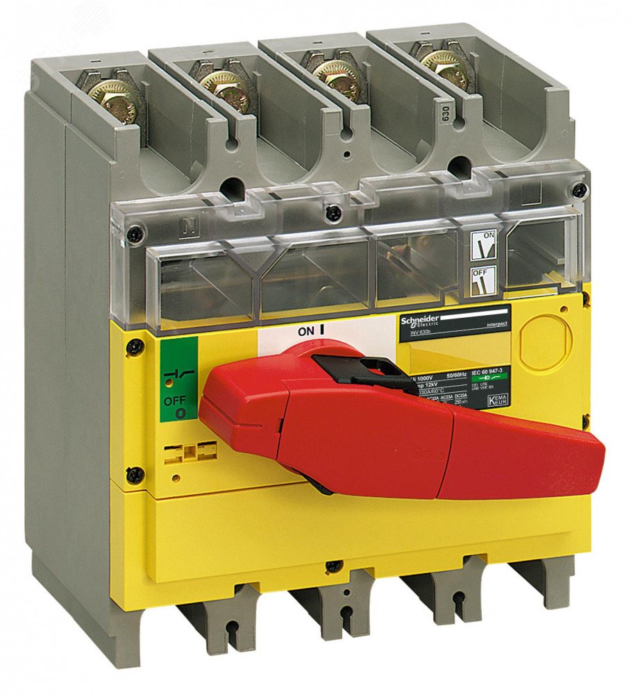 Выключатель-разъединитель INV400 4п красная рукоятка/желтая панель 31191 Schneider Electric - превью 2