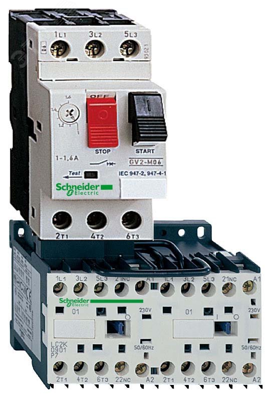 Выключатель автоматический для защиты электродвигателей АД TeSys 1-1.6А 220В AC GV2ME06K2M7 Schneider Electric - превью 4