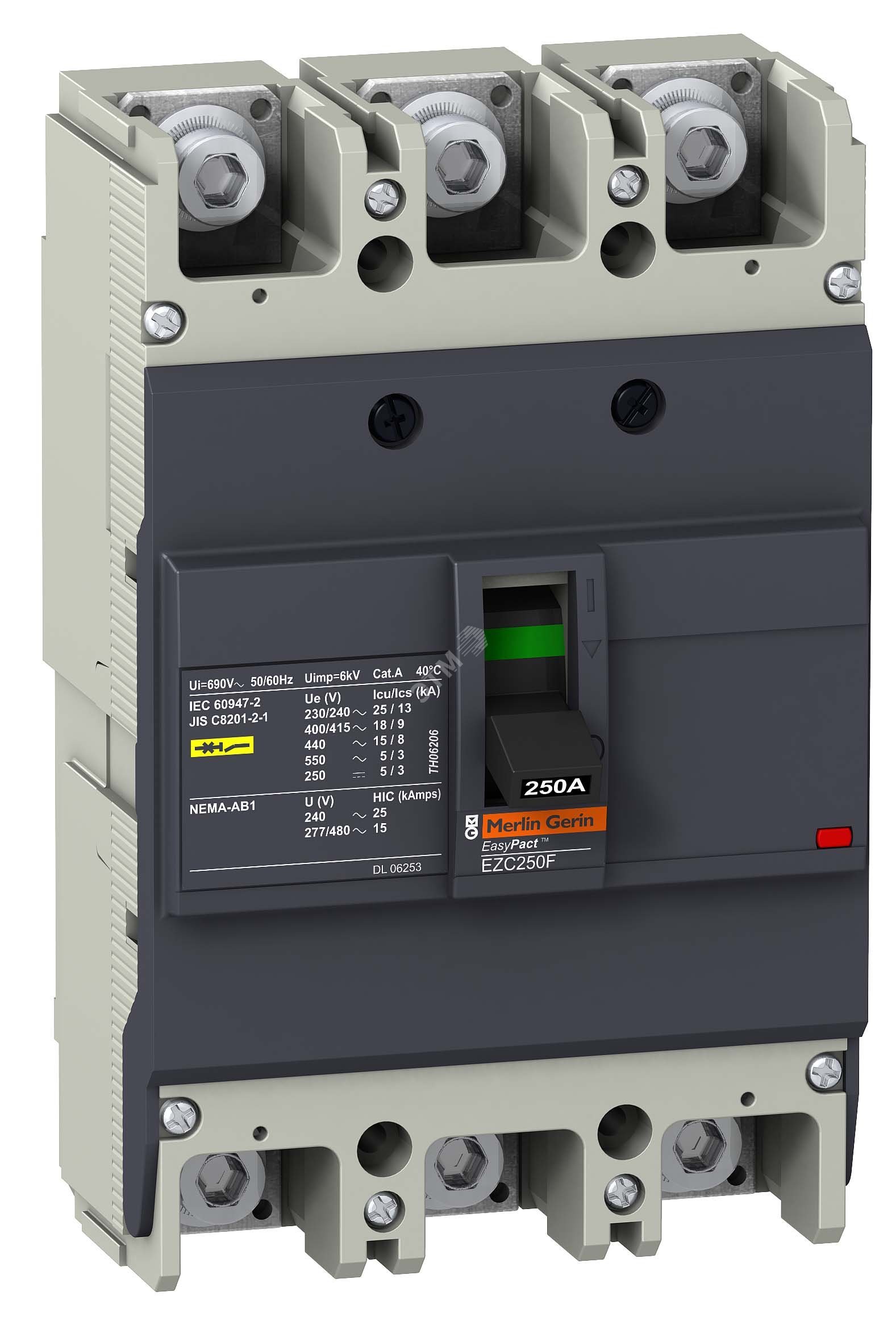 Выключатель автоматический трехполюсный EZC250F 125А 18кА EZC250F3125 Schneider Electric - превью