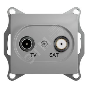 GLOSSA Розетка телевизионная TV-SAT проходная в рамку 4дБ алюминий GSL000398 Schneider Electric - превью 2