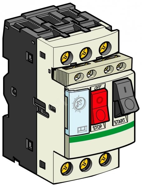 Выключатель автоматический для защиты электродвигателей 1-1.6А с комбинированным расцепителем встроенный контактный блок GV2ME06AE11TQ Schneider Electric - превью