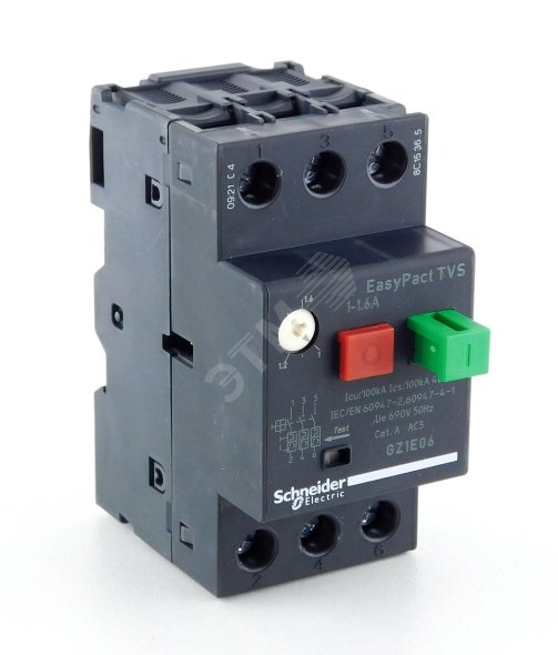 Выключатель автоматический для защиты электродвигателей 1-1.6A GZ1E06 Schneider Electric - превью 2