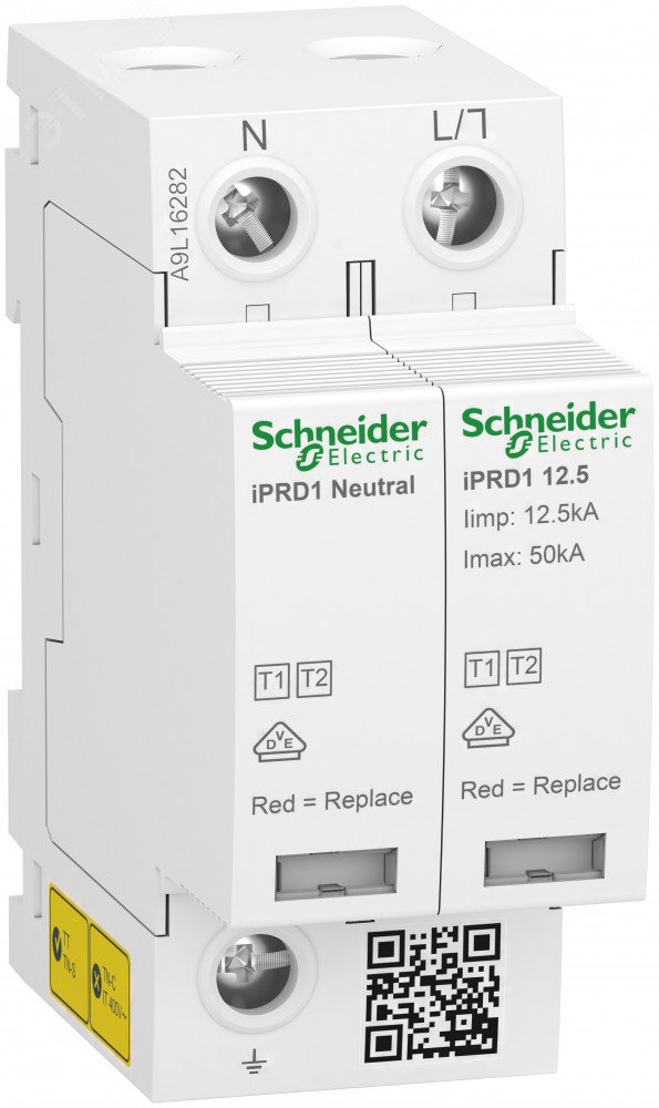 УЗИП iPRD1 12.5r 1P+N 50kA КЛАСС 1+2 с картриджем A9L16282 Schneider Electric - превью 2