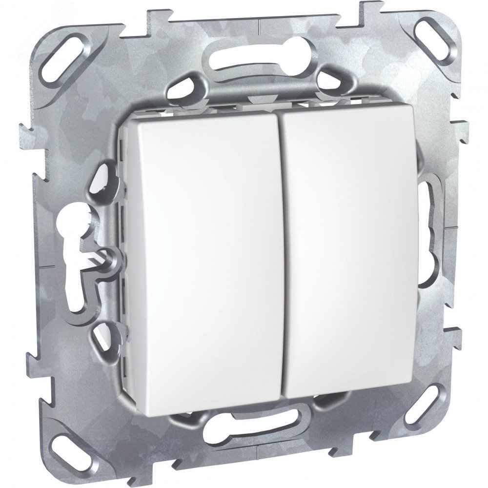UNICA Выключатель двухклавишный в рамку белый MGU5.211.18ZD Schneider Electric - превью 2