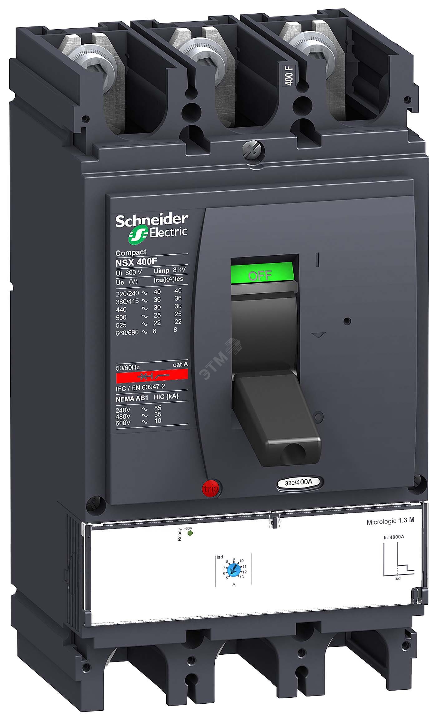 Выключатель автоматический 3П3Т MICROLOGIC 1.3 M 320A NSX400N LV432749 Schneider Electric - превью