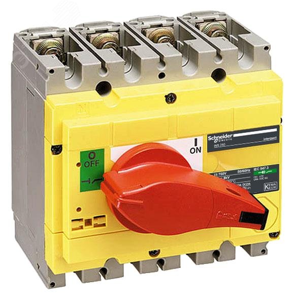 Выключатель-разъединитель INS250 4п красная рукоятка/желтая панель 31127 Schneider Electric - превью 6