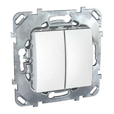 UNICA Выключатель двухклавишный в рамку белый MGU5.211.18ZD Schneider Electric - превью