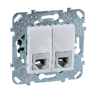 Изображение товара Телефонная розетка UNICA 2хRJ11 скрытая монтаж белая
