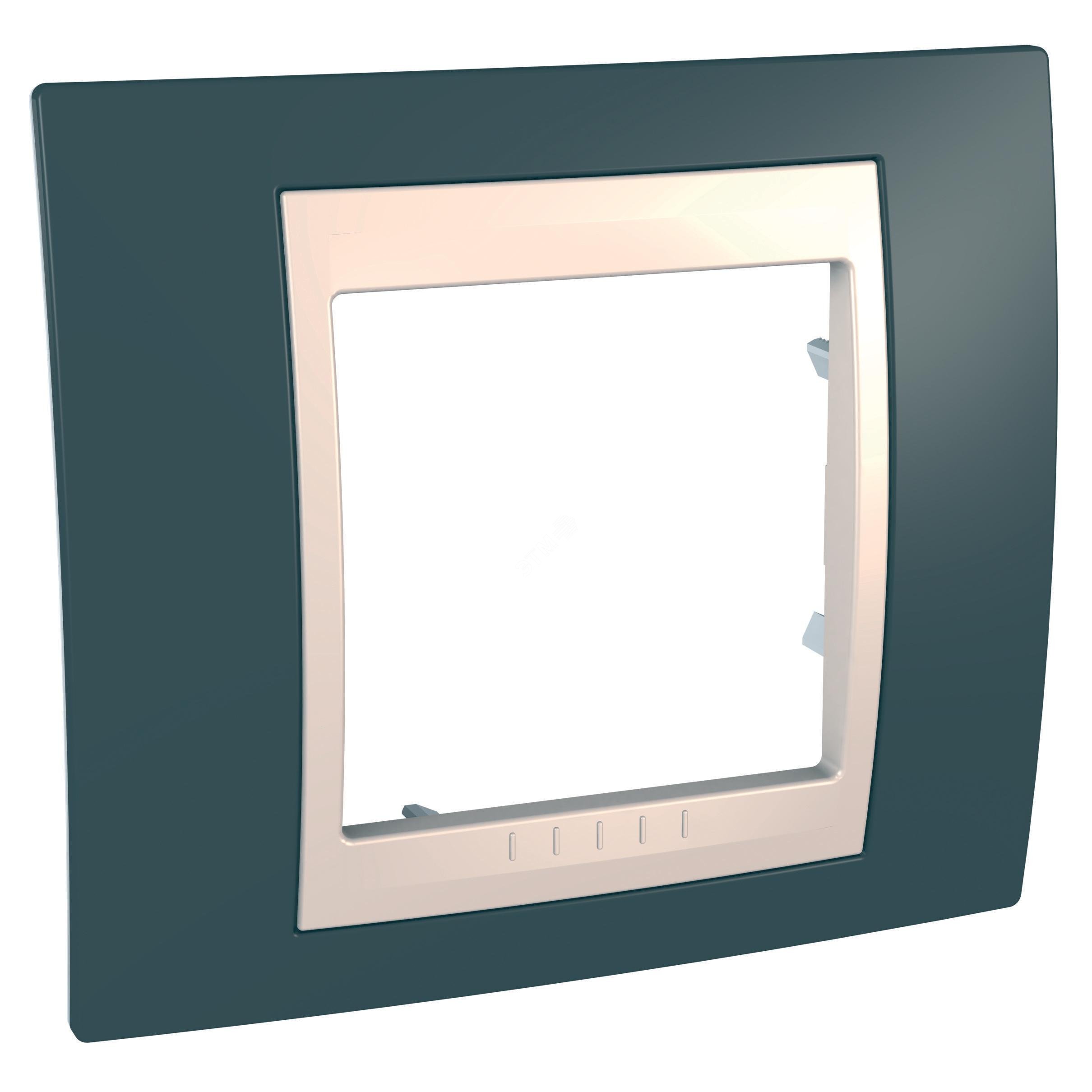 Изображение товара Рамка на одно место UNICA-Хамелеон серо-зеленый бежевый пластиковая монтажная