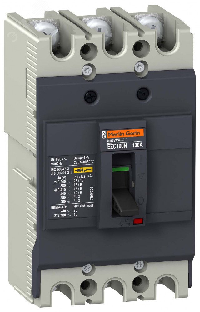 Выключатель автоматический трехполюсный EZC100N 100А 18кА EZC100N3100 Schneider Electric - превью 3