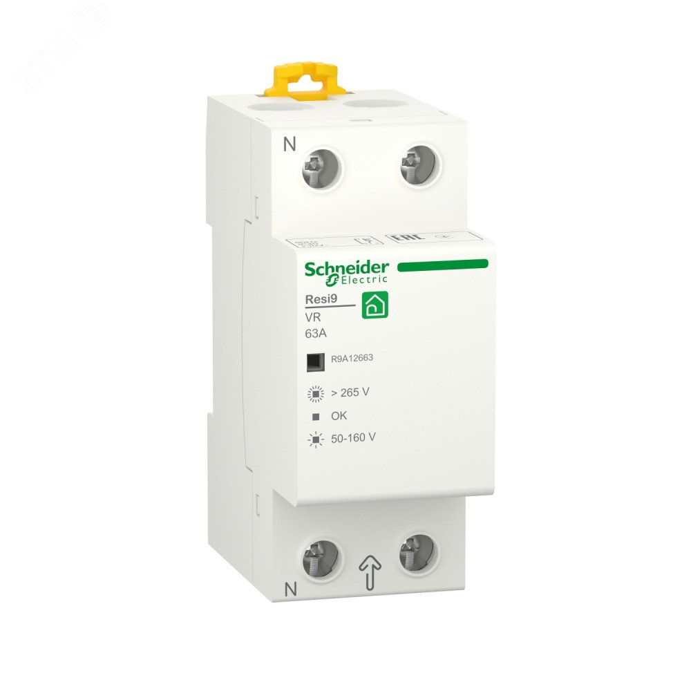 Реле напряжения 63А 1P+N 230В 50Гц Resi9 Schneider Electric R9A12663