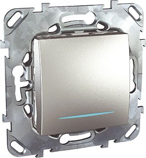 UNICA Выключатель кнопочный с индикацией алюминий MGU5.206.30NZD Schneider Electric - превью 4