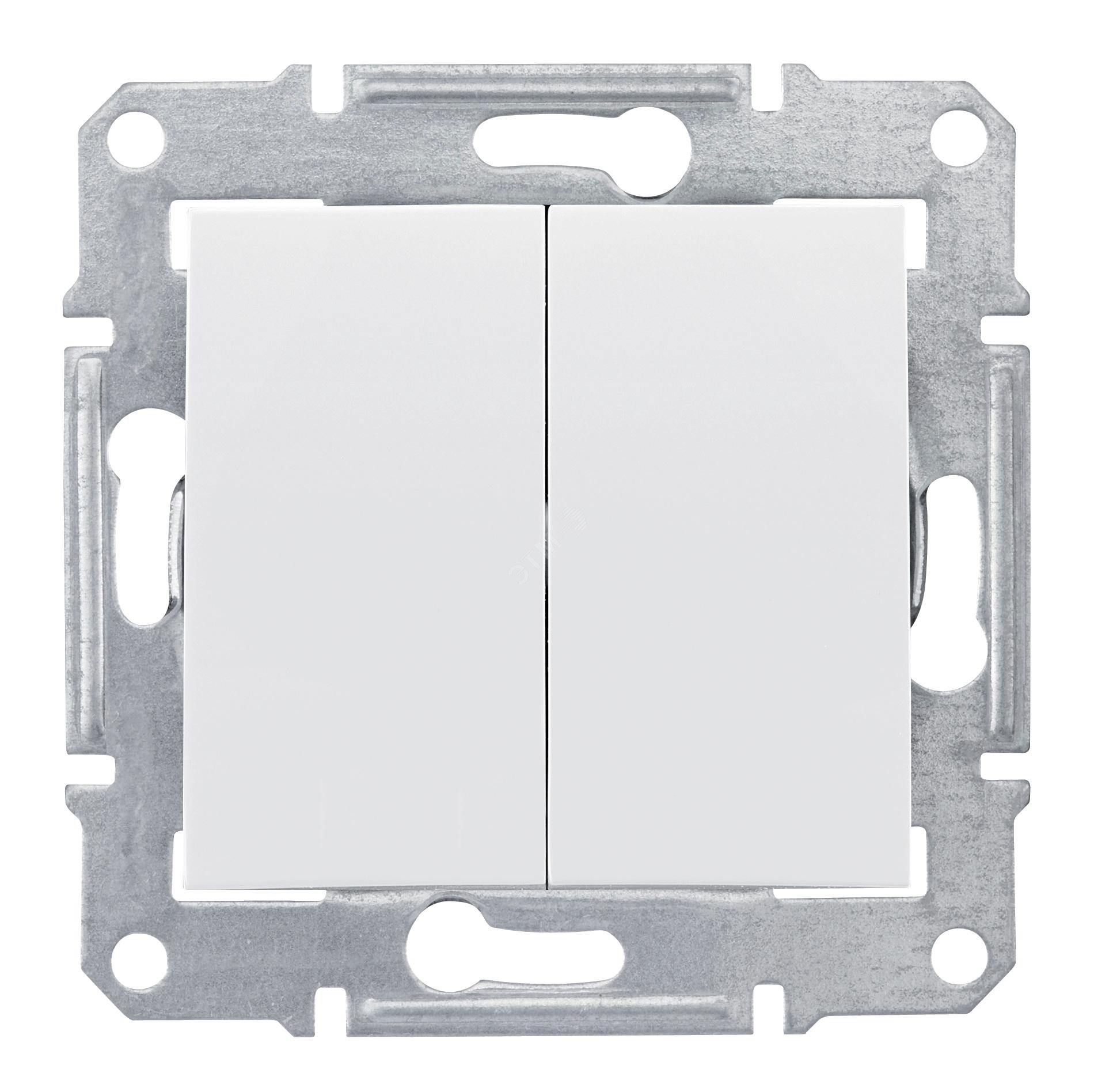 Sedna Выключатель двухклавишный в рамку белый сх.5 SDN0300121 Schneider Electric - превью
