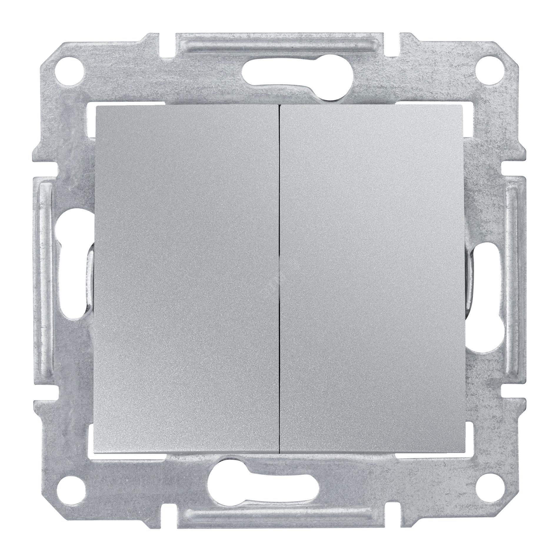 Sedna Выключатель двухклавишный в рамку алюминий SDN0300160 Schneider Electric - превью