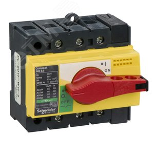 Выключатель-разъединитель INS63 3p красная рукоятка/желтая панель 28918 Schneider Electric - 3