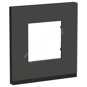 Рамка UNICA PURE однопостовая горизонтальная черное стекло/антрацит
