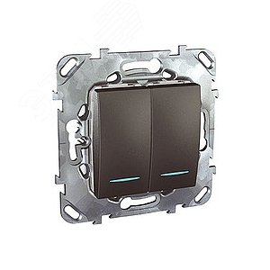 UNICA Выключатель двухклавишный с индикацией в рамку черный MGU5.0101.12NZD Schneider Electric - 4