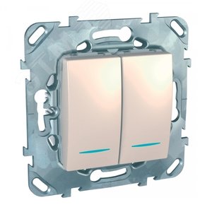 UNICA Выключатель двухклавишный с индикацией в рамку бежевый MGU5.0101.25NZD Schneider Electric - 2