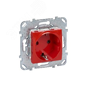 UNICA Розетка в рамку с заземлением со шторками красная MGU5.037.03ZD Schneider Electric - 5
