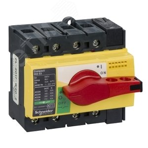 Выключатель-разъединитель INS63 4п красная рукоятка/желтая панель 28919 Schneider Electric - 6