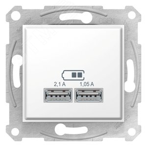 Sedna USB Розетка механизм 2x1,05А белый SDN2710221 Schneider Electric - 3
