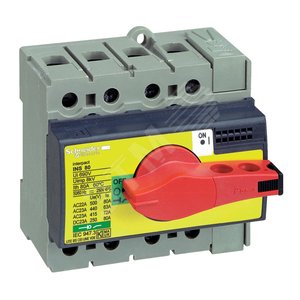 Выключатель-разъединитель INS63 3p красная рукоятка/желтая панель 28918 Schneider Electric