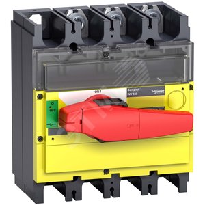 Выключатель-разъединитель INV400 3п красная рукоятка/желтая панель