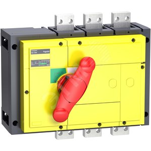 Выключатель-разъединитель INS800 3п красная рукоятка/желтая панель