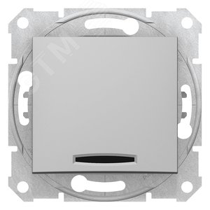 Sedna Выключатель кнопочный с подсветкой алюминий SDN1600160 Schneider Electric - 3