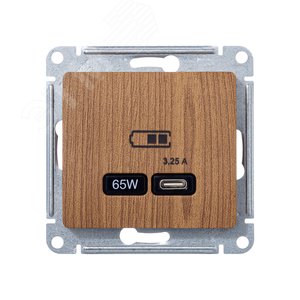 GLOSSA USB розетка тип-C 65Вт высокоскор.заряд. QC, PD, механизм, дерево дуб GSL000527 Schneider Electric - 3