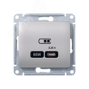 GLOSSA USB розетка тип-C 65Вт высокоскор.заряд. QC, PD, механизм, платина GSL001227 Schneider Electric - 3